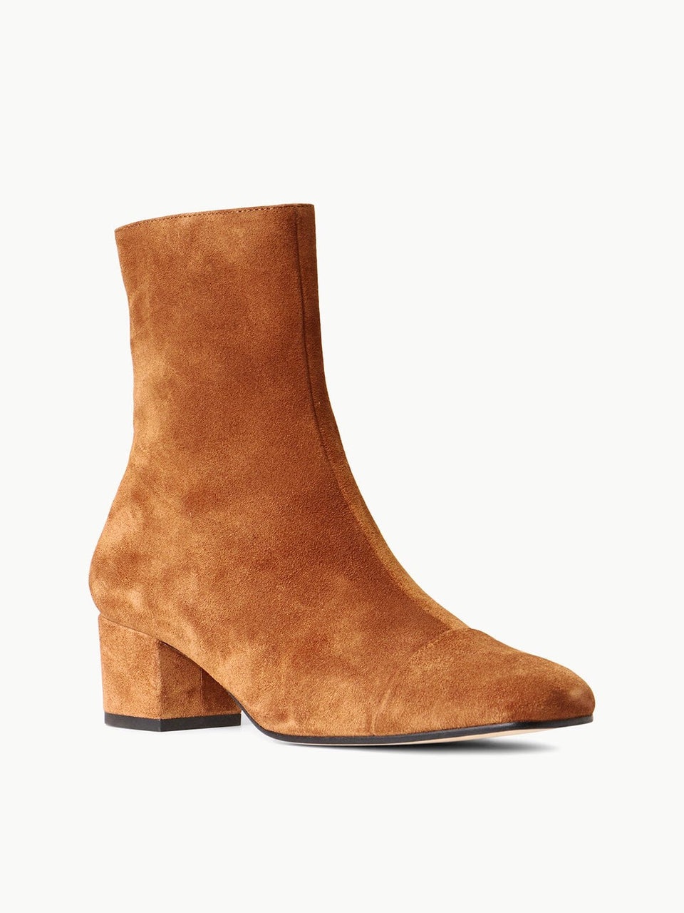 Staud Chestnut Suede Mid-Heel Ankle Boot